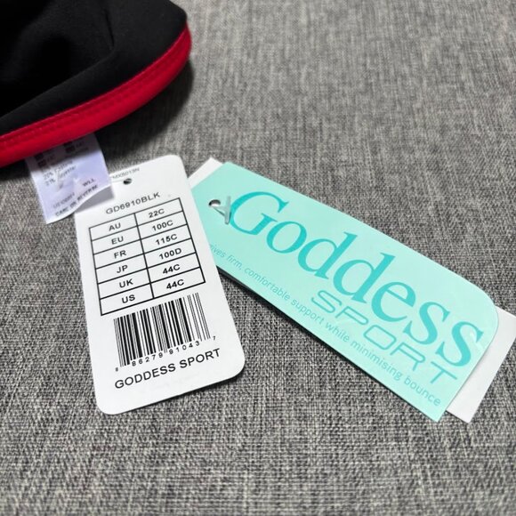 Goddess Sport Wireless Sports Bra, Black/Red 44C - Picture 8 of 8
